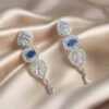 Blue Stone with American Diamond Drop Earring