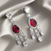 Red Stone with American Diamond studded contemporary drop earrings