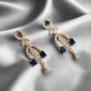 Gold Plated Blue Stone with American Diamond Earring
