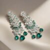 Aqua Green American Diamond Studded Crystal Brass Drops & Danglers