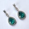 Aqua Green Stone American Diamond Brass Drops