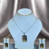 Pendant Set Smoky Yellow and CZ studded with Earrings and silver Plated chain