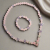 Purple Pink Glass Beads Necklace and Bracelet Set for Girls