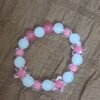 White Pink Glass Beads Necklace and Bracelet Set for Girls