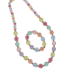 Purple Pink Glass Beads Necklace and Bracelet Set for Girls