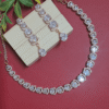 Rose Gold Plated American Diamond Necklace Sets With White Stone