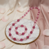 Purple Pink Glass Beads Necklace and Bracelet Set for Girls