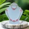 White and Pink Beads Necklace and Bracelet Set for Girls
