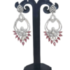 Pink American Diamond Studded Crystal Brass Drops & Danglers