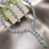 Silver Plated American Diamond Necklace Sets With White Stone