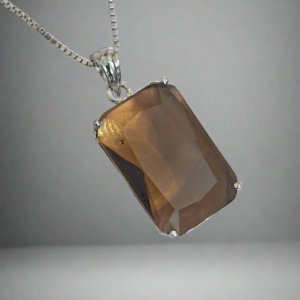 Alternative view of Pendant Set Smoky Yellow and CZ studded with Earrings and silver Plated chain