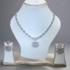 Silver Plated American Diamond Necklace Sets Aqua Pink