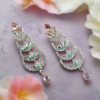 Aqua Pink Stone with American Diamond Earring
