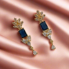 Gold Plated Blue Stone with American Diamond Earring