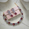 Silver Plated American Diamond Necklace Sets With Red Stone