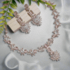 Rose Gold Plated American Diamond Necklace Sets With Pink Stone