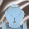 Pendant Set CZ Studded and silver Plated chain Aqua yellow