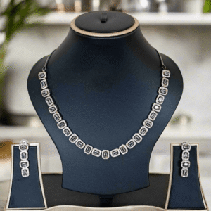 Black Rose Gold Plated  American Diamond Necklace Sets
