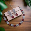 Silver Plated American Diamond Necklace Sets With Red Stone