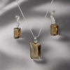 Pendant Set Smoky Yellow and CZ studded with Earrings and silver Plated chain