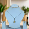 Pendant Set CZ Studded and silver Plated chain Aqua yellow
