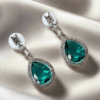 Aqua Green Stone American Diamond Brass Drops