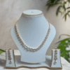 Rose Gold Plated American Diamond Necklace Sets With White Stone