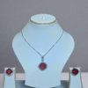 Rhodium-Plated Ruby & CZ Studded Pendant Necklace Set