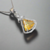 Pendant Set CZ Studded and silver Plated chain Aqua yellow