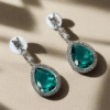 Aqua Green Stone American Diamond Brass Drops