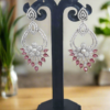 Pink American Diamond Studded Crystal Brass Drops & Danglers