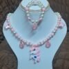 Baby Pink Pearl Beaded Unicorn Necklace and Bracelet Set for Girls
