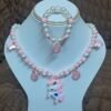 Baby Pink Pearl Beaded Unicorn Necklace and Bracelet Set for Girls