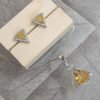 Pendant Set CZ Studded and silver Plated chain Aqua yellow