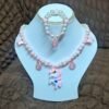 Baby Pink Pearl Beaded Unicorn Necklace and Bracelet Set for Girls