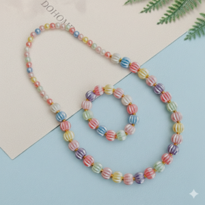 Multicolor Necklace and Bracelet Set for Baby Girls