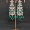 Aqua Green American Diamond Studded Crystal Brass Drops & Danglers