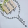 Silver Plated American Diamond Necklace Sets With White Stone